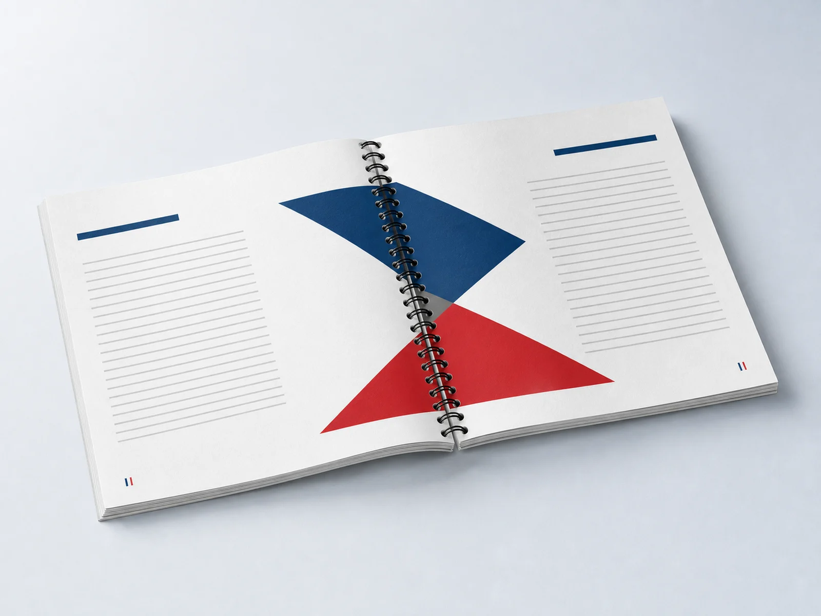 A coil bound booklet open flat to a two page spread