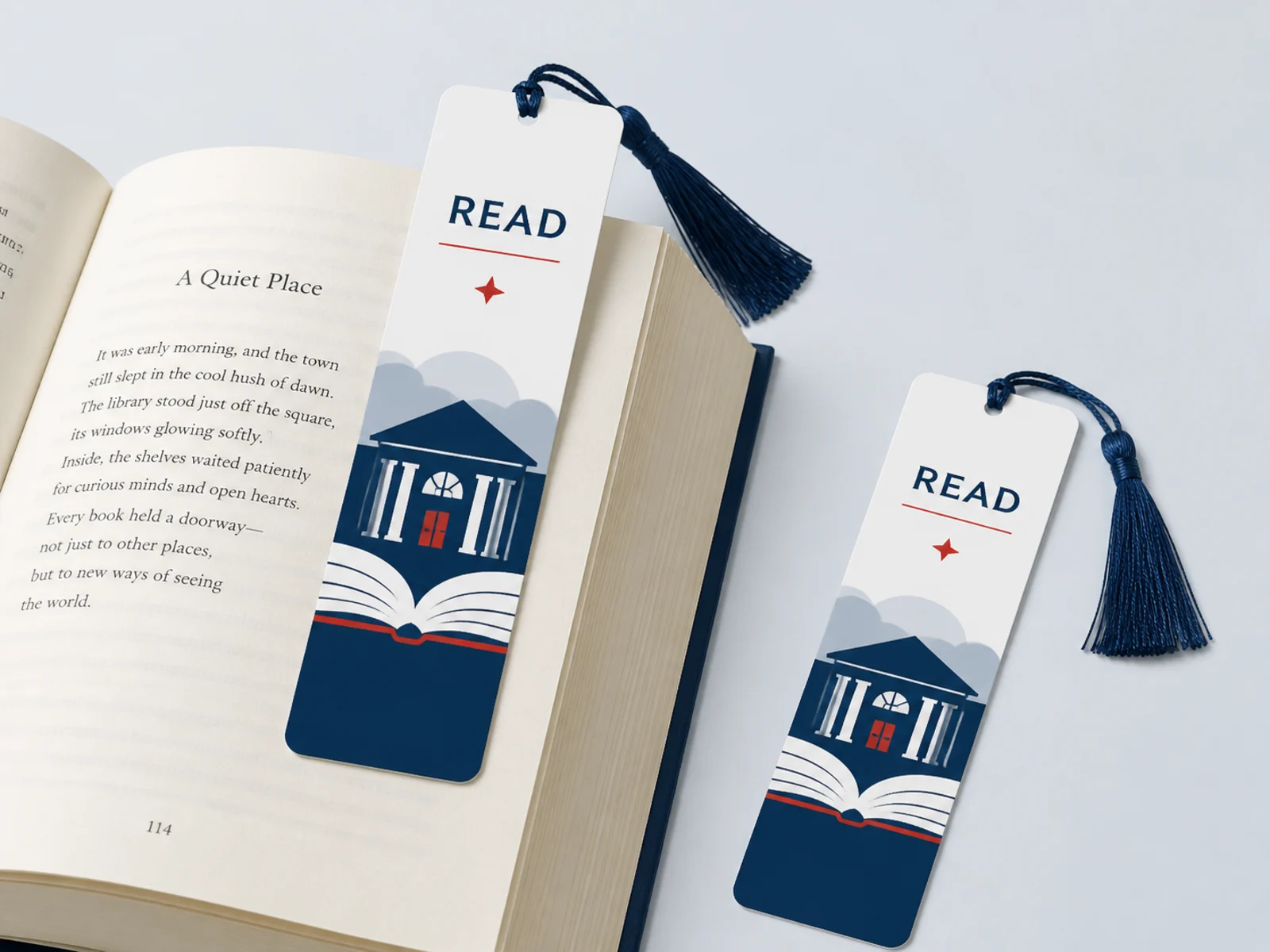 A bookmark standing in a closed book