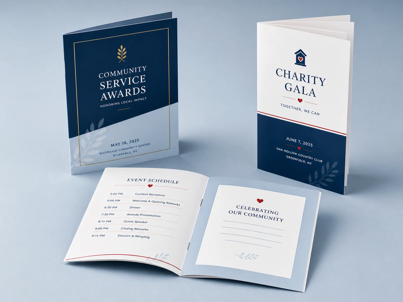Printed event programs for a ceremony
