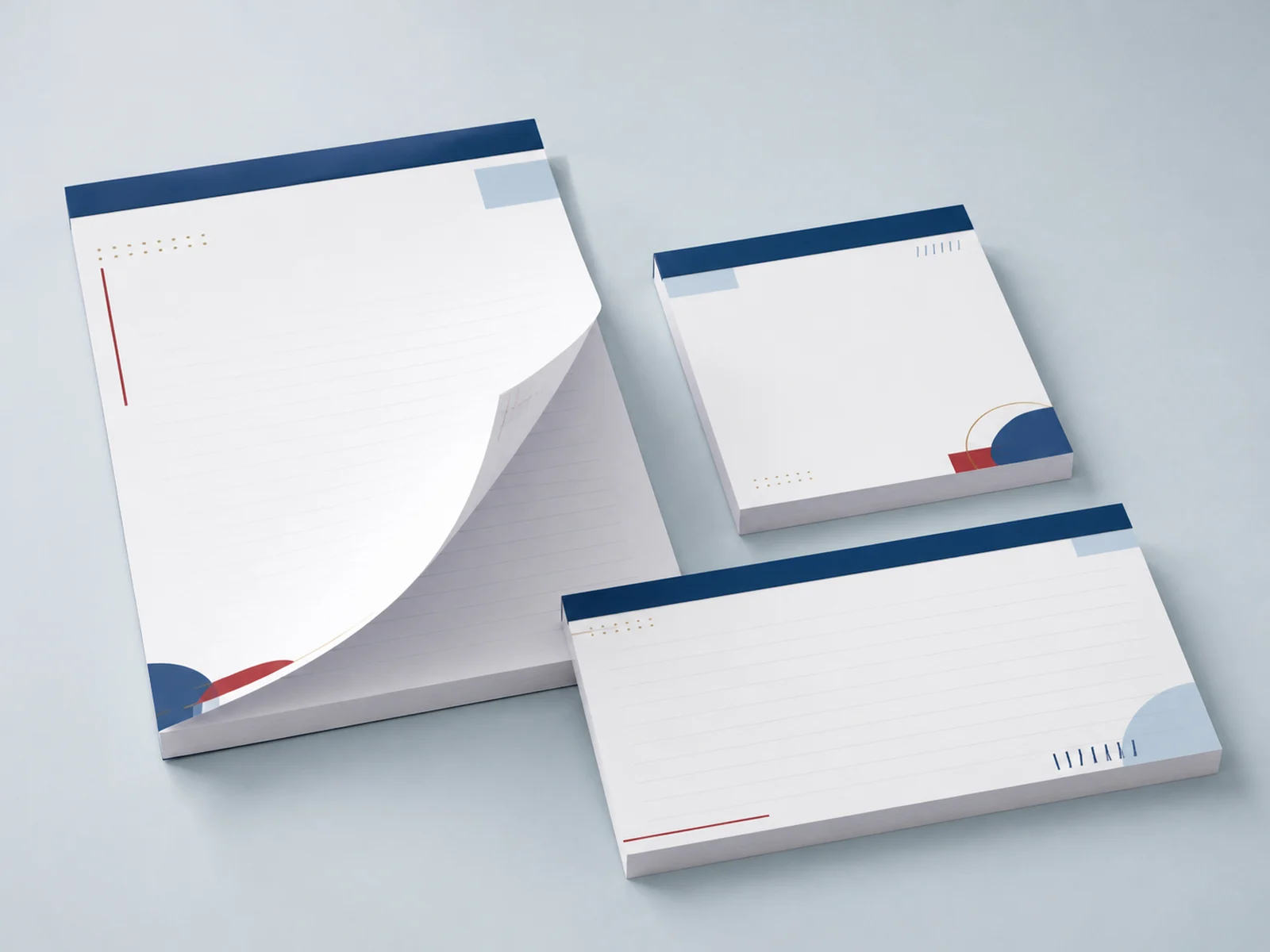 Glued notepads printed with a company logo
