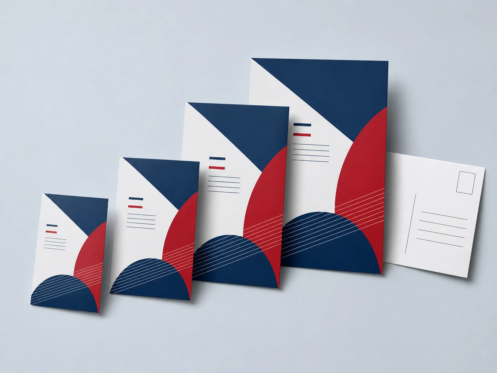 Postcards in several sizes shown side by side