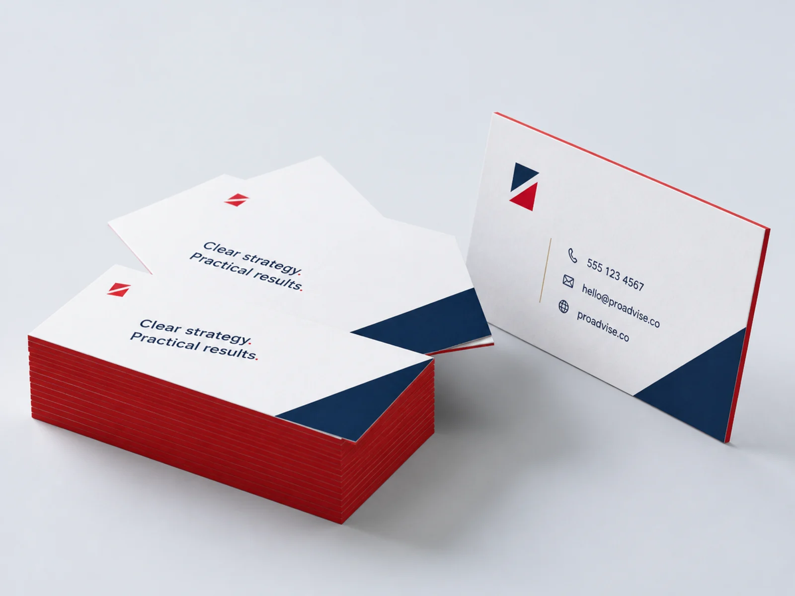A stack of thick cards viewed edge on with a painted red edge