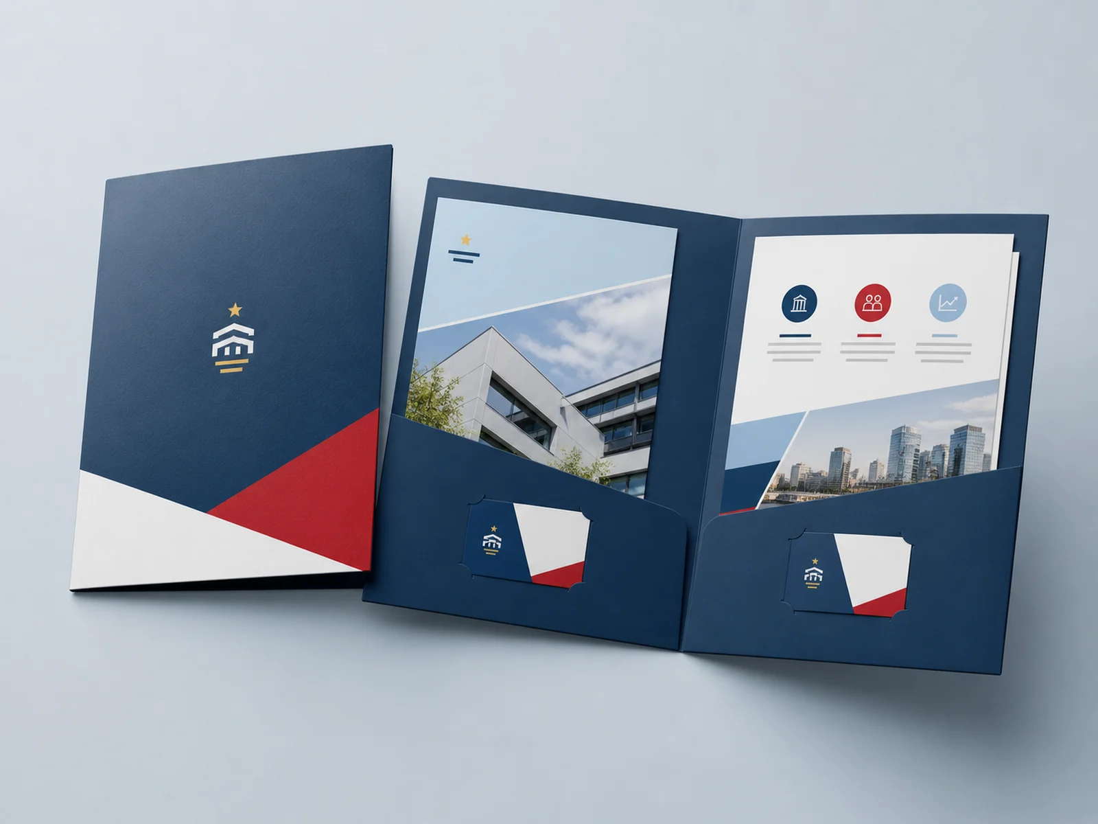 Printed presentation folders with pockets