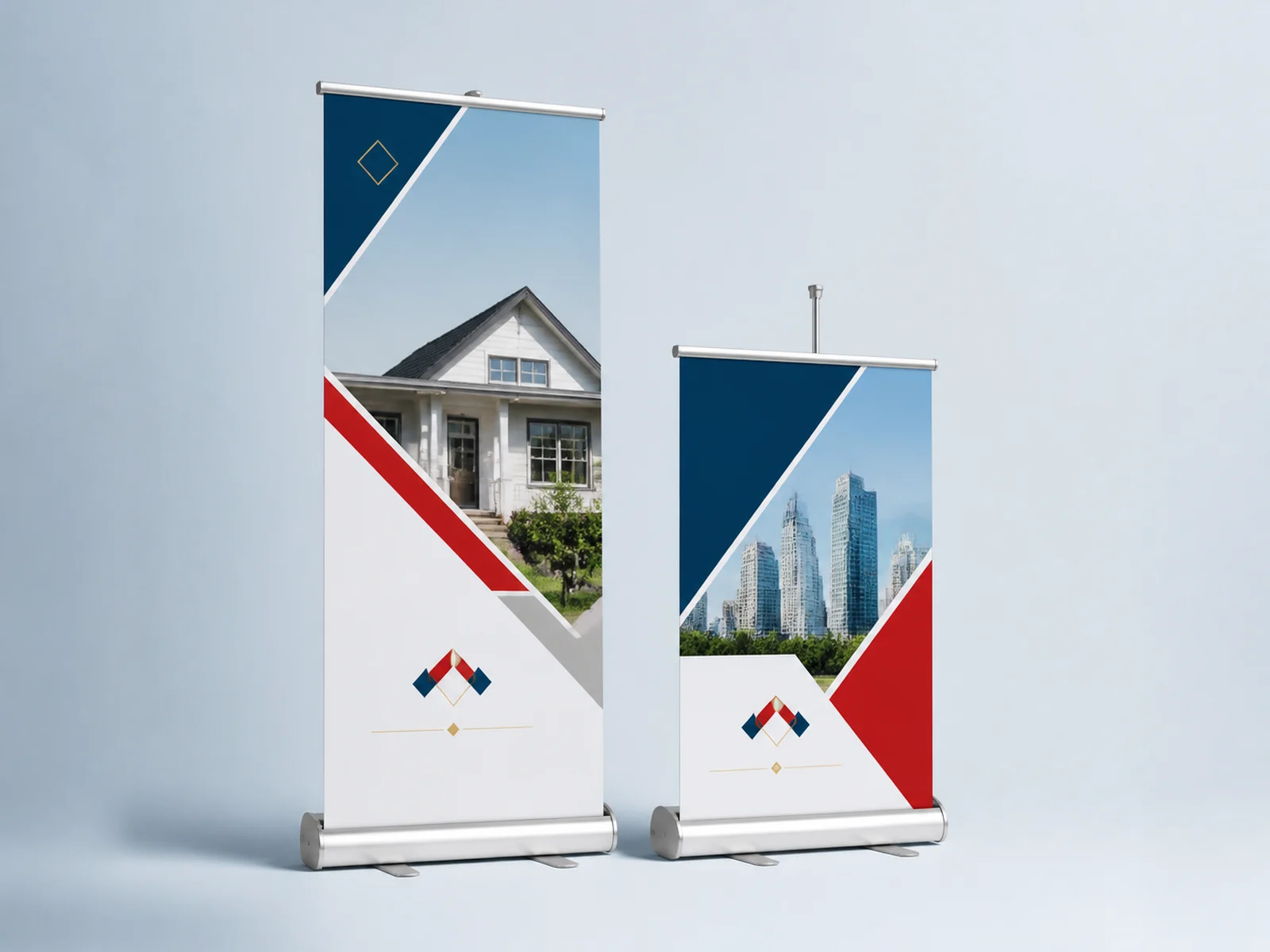 Retractable roll up banner stands