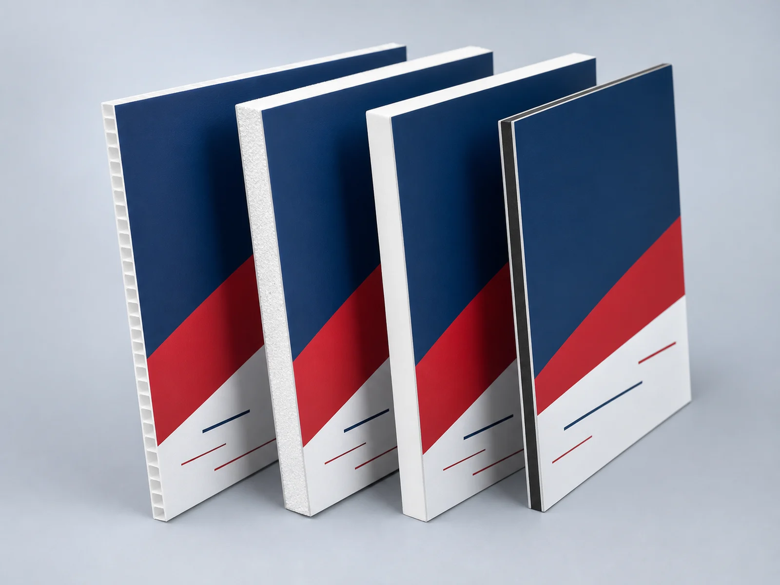 Sign material samples side by side