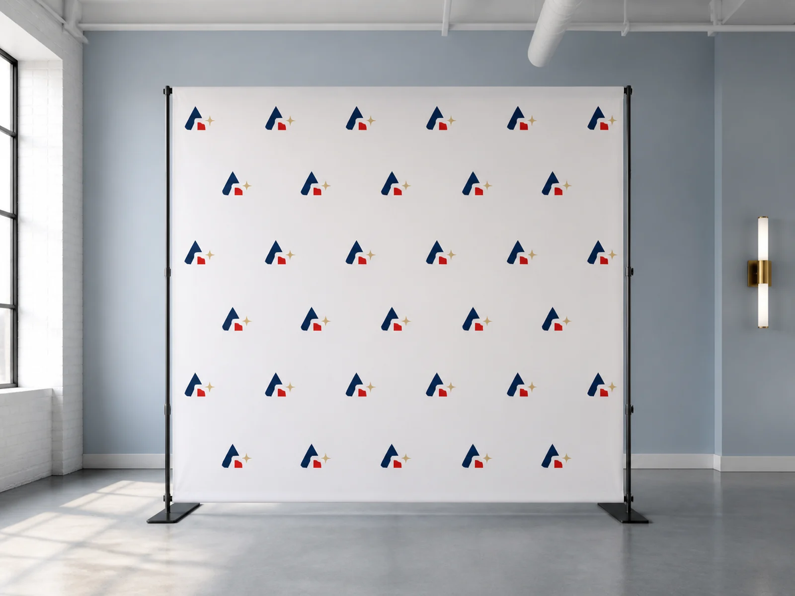 A step and repeat logo backdrop