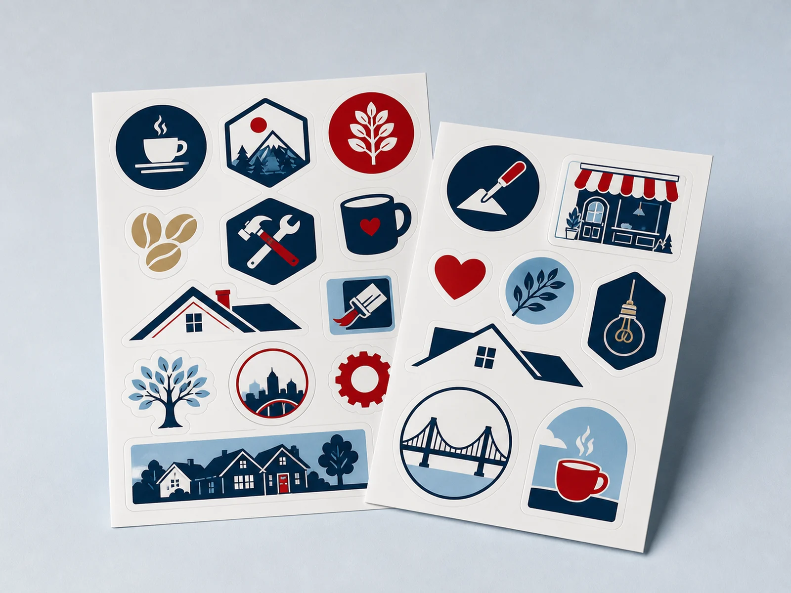 A kiss cut sticker sheet with several stickers on one backing