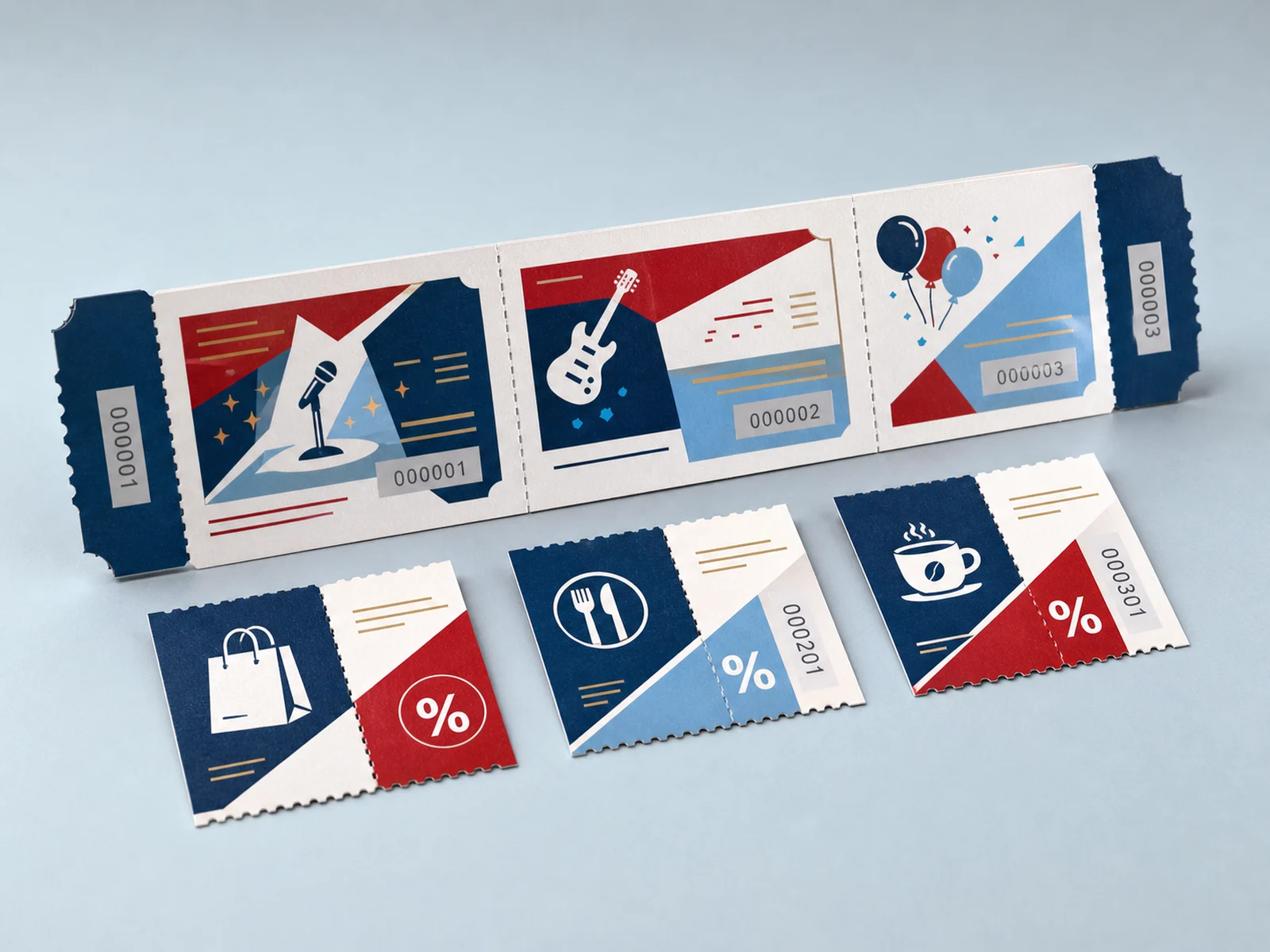 Perforated printed tickets and coupons