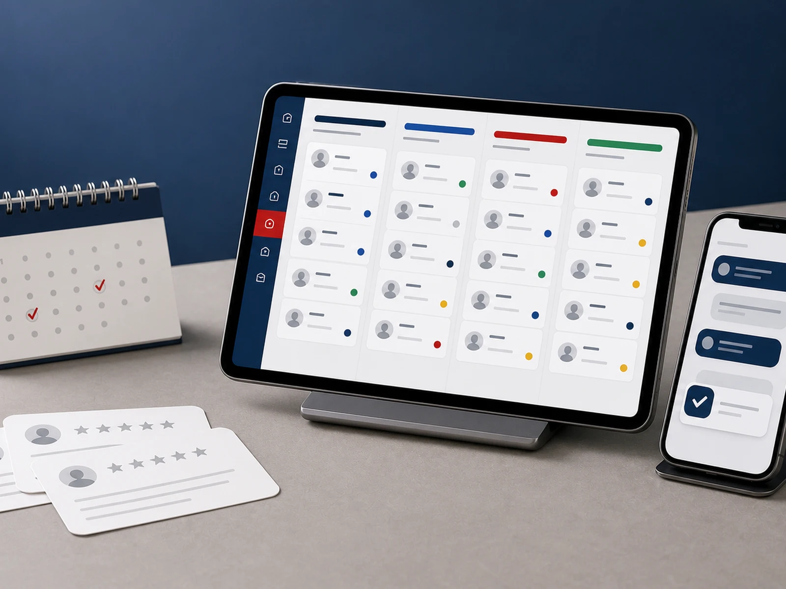 CRM lead pipeline with automated follow-up, reminders, and review cards