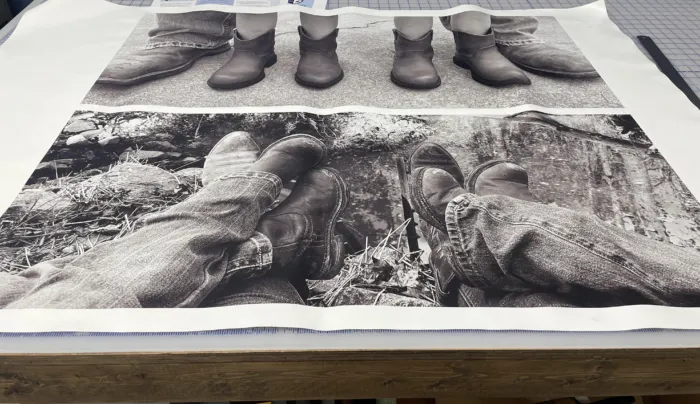 A Print of boots on Canvas.
