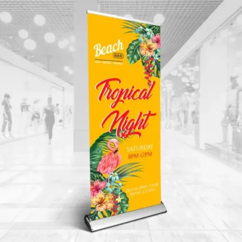 This is a roll up banner in an indoor public setting.