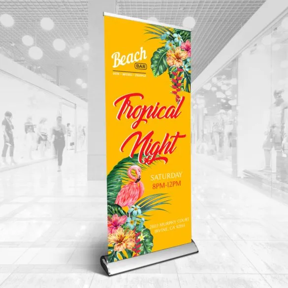 This is a roll up banner in an indoor public setting.